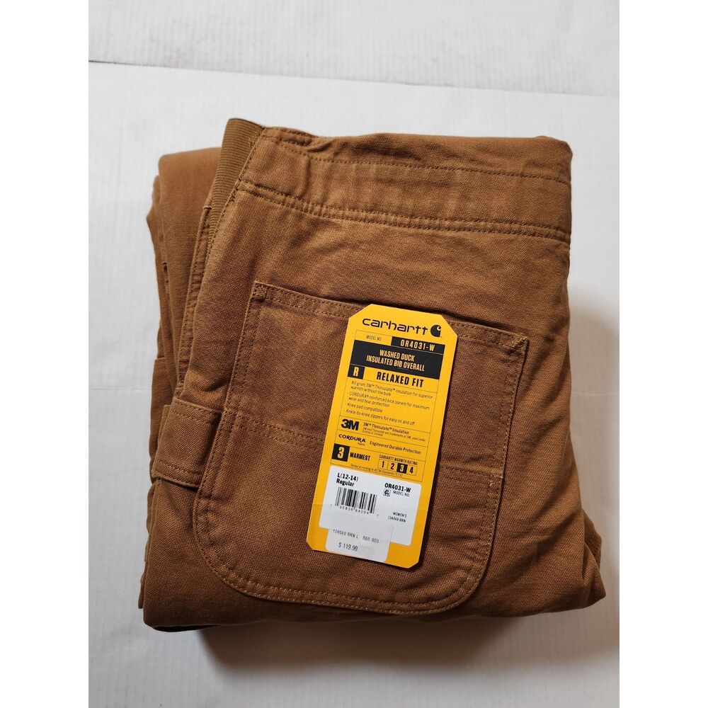 Carhartt Women’s Brown Insulated Bib Overalls Large Relaxed Fit - Picture 3 of 9